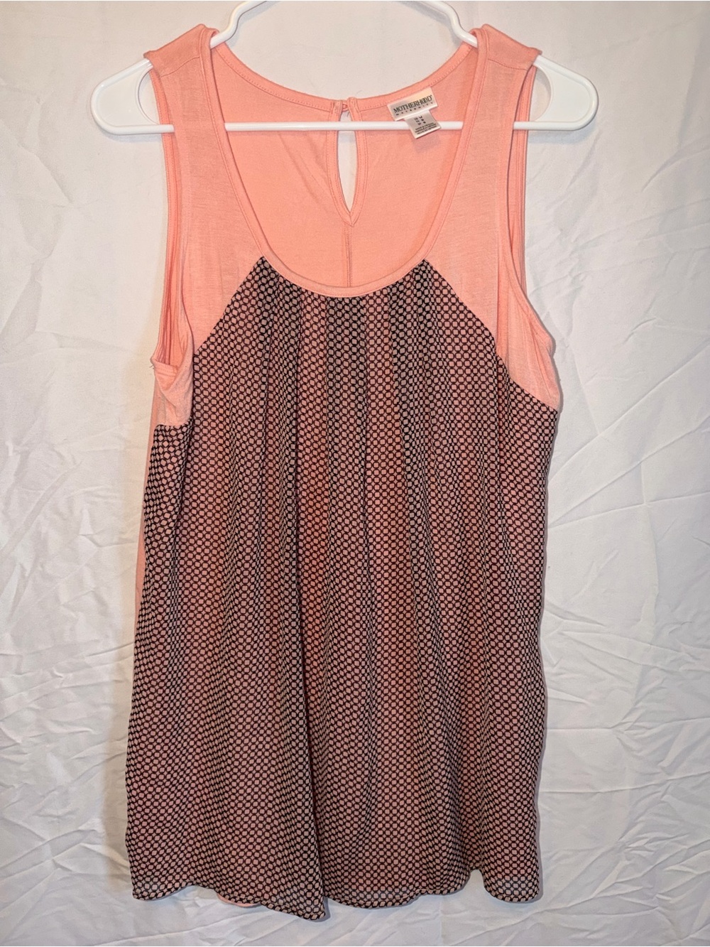Motherhood Maternity Peach Pink & Black Geo Print Scoop Neck Tank